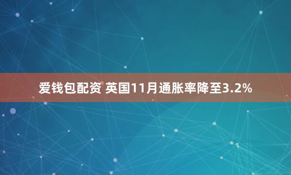 爱钱包配资 英国11月通胀率降至3.2%